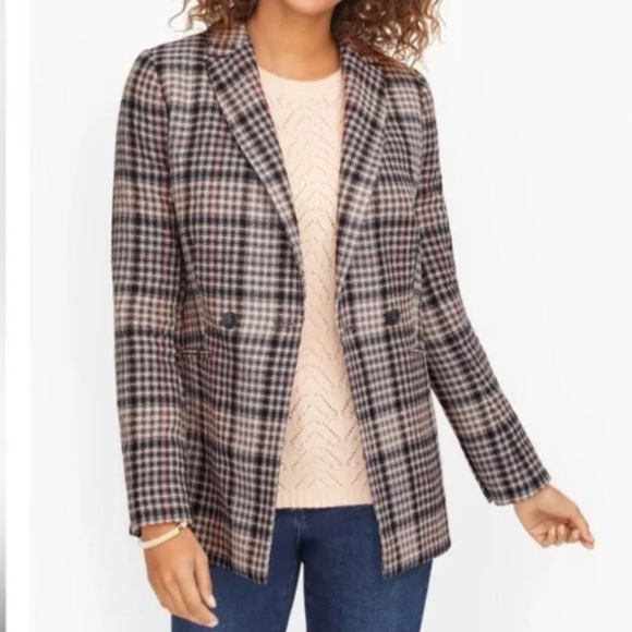 Talbots Jackets & Blazers - talbots houndstooth plaid double breasted jacket blazer size 12P new